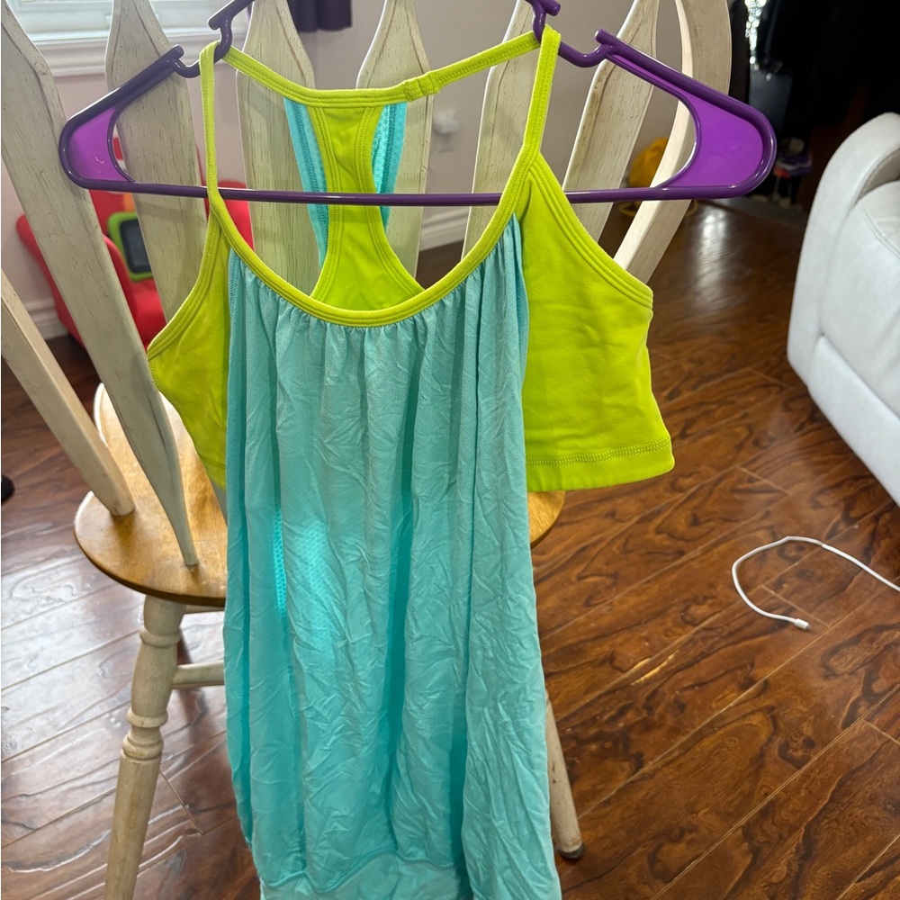 Vibrant Green and Blue Women's lululemon tank top